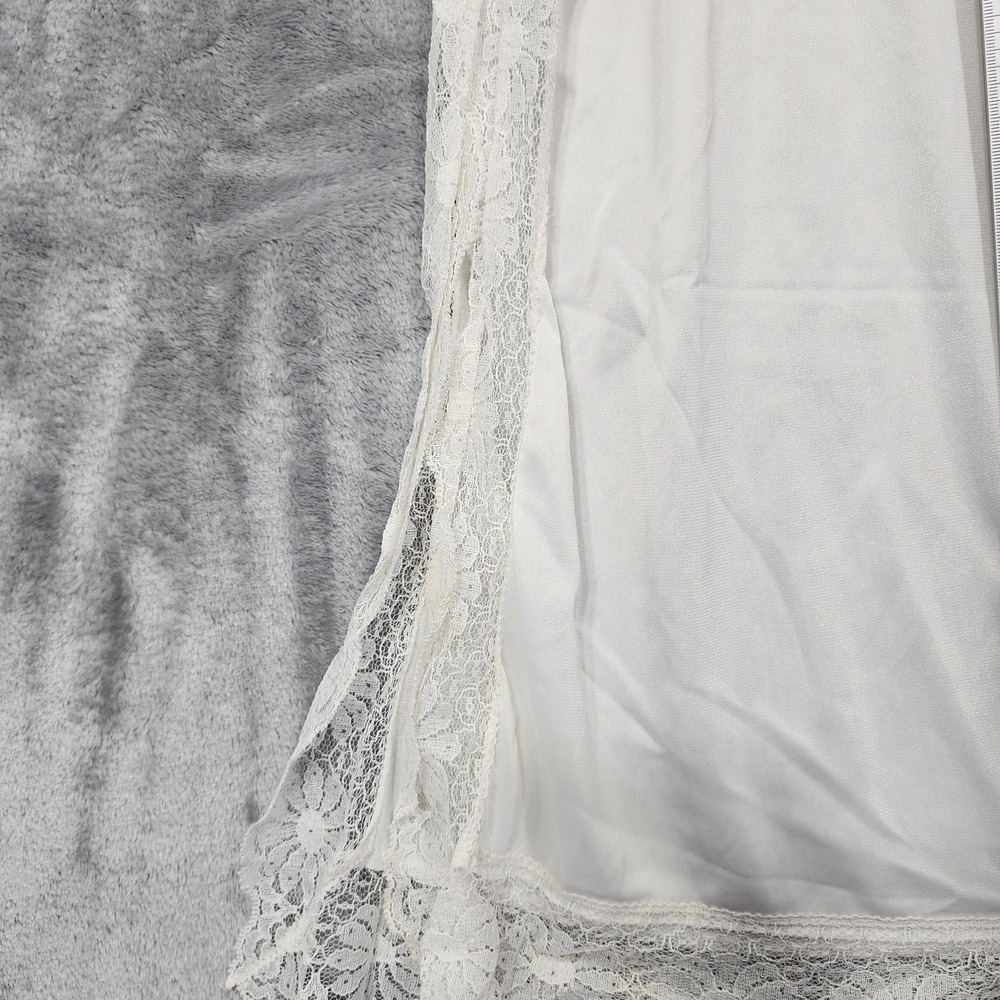 Vintage OPALAIRE‎ Half Slip Womens 1X White Nylon Lace Trim Front Slit Lingerie - Picture 2 of 8
